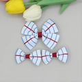 Détail d'un ensemble de nœuds en ruban gros-grain rayé pour accessoires de cheveux - Style Rayé Marine (03#)