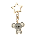Cute koala enamel keychain with gold star clasp and gray drip oil animal charm pendant - Koala