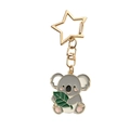 Cute koala keychain with golden star clasp and colorful enamel animal pendant - Koala Eating Leaves
