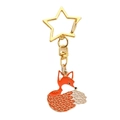 Cute zinc alloy fox keychain with orange enamel finish and golden star-shaped clip - Star Buckle Large Tail Fox