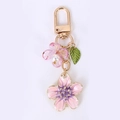 Portachiavi con fiori di ciliegio rosa con gancio dorato e ciondoli in smalto fine - Grande Fiore Di Ciliegio Viola
