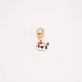 Cute calico cat keychain with golden heart lobster clasp for handbag decoration - Big Face Cat Calico