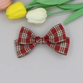 Detail der roten karierten Haarklammer mit klassischem Tartan-Muster und weichem Baumwollstoff - Rotes Karo Schleifenstil (04#)