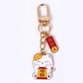 Portachiavi gatto della fortuna Maneki Neko con ciondoli festivi rossi e dorati - Stile Gatto della Ricchezza