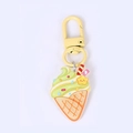 Cute green ice cream keychain pendant with yellow star and matching metal lobster clasp - Star Ice Cream Cone