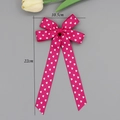 Detail der rosa Haarschleife mit Herzmuster, Maße 10,5 x 22 cm, mit langen Bändern - Schwalbenschwanz-Streamer-Stil (02#)