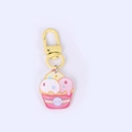 Cute acrylic ice cream keychain with colorful scoops and pink cup on yellow lobster clasp - Pink Ice Cream Bowl