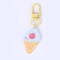 Cute acrylic ice cream cone keychain with light blue cream and pink cherry detail - Cherry Cone