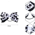 Soccer pattern fabric bow hair tie for cheerleading 14cm width elastic hair accessory - Black