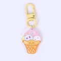 Cute cartoon ice cream cone keychain with colorful scoops and yellow lobster clasp - Expression Ice Cream Cone