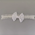 White lace baby headband with large satin bow and rhinestones for weddings and parties - White Lace Bow With Rhinestone (01#)