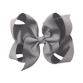 Detail view of the 6 inch grey grosgrain ribbon bow featuring a layered ribbed texture - Gray (30#)
