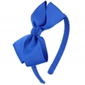 Detailed view of the dark blue ribbed grosgrain bow headband with premium fabric texture - Dark Blue (10#)