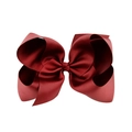 Close-up of a 6-inch burgundy grosgrain ribbon hair bow showing ribbed texture and detail - Wine Red (29#)