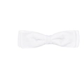 Detail shot of a white velvet bow hair clip with smooth satin texture for girls - White
