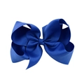 Detailed view of dark blue 6 inch ribbed grosgrain ribbon hair bow for girls - Dark Blue (27#)
