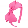 Close-up of bright fuchsia grosgrain ribbon texture on a large bow headband for girls - Rose Red (07#)