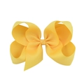 Detailed view of yellow ribbed grosgrain 6-inch swallowtail hair bow for girls - Yellow (26#)