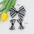 Set di fermagli per capelli a scacchi bianchi e neri con fiocchi da 9,5 cm e 6,5 cm - 02# Set di Fermagli Scacchiera Bianco e Nero