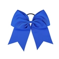 Close-up of royal blue grosgrain ribbon bow hair tie with clear ribbed texture and elastic band - Royal Blue (09#)