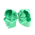 Macro detail of 6-inch mint green grosgrain ribbon bow with elegant ribbed texture - Mint Green (25#)