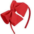 Détail d'un serre-tête avec grand nœud rouge de 5 pouces en ruban gros-grain - Rouge (12#)