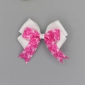 Detalle de pinza para el pelo con lazo rosa de concienciación sobre el cáncer de mama - Estilo Cinta Caridad Blanco Rosa (05#)