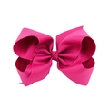 Macro detail of the bright rose red 6-inch ribbed grosgrain hair bow with double layers - Rose Red (22#)