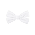 Close-up detail of a white velvet bow hair clip showing fabric texture and craftsmanship - White