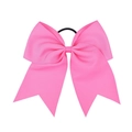 Detailed close-up of an 8-inch pink ribbed grosgrain cheer bow with elastic hair band - Pink (05#)