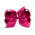 Macro shot of bright pink 6-inch grosgrain ribbon bow hair clip for young girls - Bright Pink (21#)