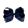 Macro detail of the high-density navy blue grosgrain ribbon texture on 6-inch hair bow - Navy Blue (20#)