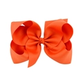 Detailed texture of a 6-inch orange grosgrain ribbon bow hair clip for girls - Orange (18#)