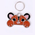 Cartoon fox-shaped enamel pet ID tag with orange finish and silver metal ring - 38*25*1mm / Brown (M10335)
