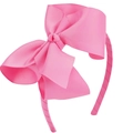 Détail du serre-tête avec nœud rose vif de 5 pouces en ruban gros-grain à texture nervurée - Bright Pink (06#)