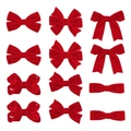 Dettaglio del set di 12 fiocchi per capelli in velluto rosso per ragazze texture - Rosso