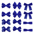 Dettaglio del set di fiocchi per capelli in velluto blu scuro per bambine e ragazze - Blu Reale
