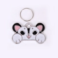 Cute cartoon cat enamel pet ID tag with black and white finish for cats and dogs - 38*25*1mm / White (M10335)