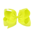 Detailed view of large 6-inch fluorescent yellow ribbed grosgrain bow hair clip for girls - Neon Yellow (15#)