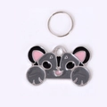 Cute koala shaped zinc alloy pet ID tag with grey pink enamel and split ring - 38*25*1mm / Gray (M10335)