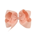 Detail of 6-inch pink ribbed grosgrain ribbon bow hair clip with layered swallowtail - Pink (13#)