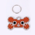 Orange bone-shaped zinc alloy pet ID tag with a cute cartoon animal face design - 38*25*1mm / Brown (M10336)
