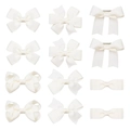 Lot de 12 barrettes nœuds blancs en ruban côtelé avec quatre styles différents pour filles - Beige