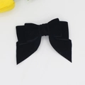 Pinza para el pelo elegante de terciopelo negro de doble capa sobre fondo blanco puro - Negro