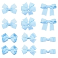 Lot de 12 nœuds papillon bleu clair en ruban gros-grain pour filles, styles variés - Bleu clair