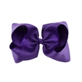 Detailed close-up of a 6-inch dark purple grosgrain ribbon hair bow for girls - Dark Purple (08#)