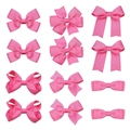 Lot de 12 nœuds en ruban gros-grain rose vif en 6 styles variés pour enfants - Rose vif