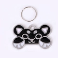 Cartoon bone shaped pet identity tag in zinc alloy with purple and white enamel finish - 38*25*1mm / Black White (M10337)