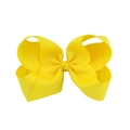 Detail of 6-inch lemon yellow grosgrain ribbon bow with elegant ribbed texture surface - Bright Yellow (06#)