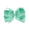 Detailed view of the 6-inch mint green grosgrain ribbon bow hairclip with ribbed texture - Mint Green (05#)